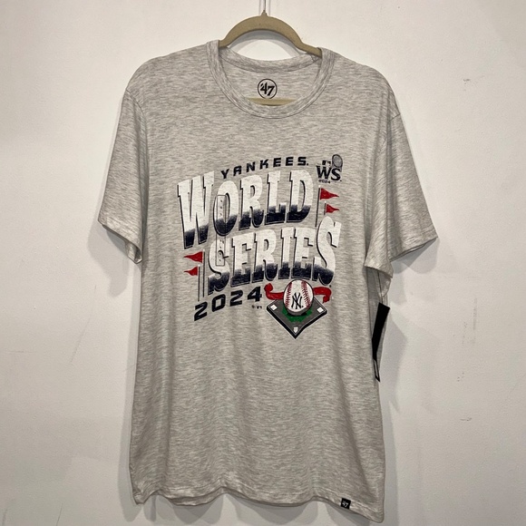 '47 2024 World Series Bound Men's New York Yankees Franklin T-Shirt Gray Tee L - Picture 1 of 10